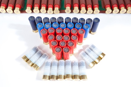 hunting cartridges on a white background, round, hunting