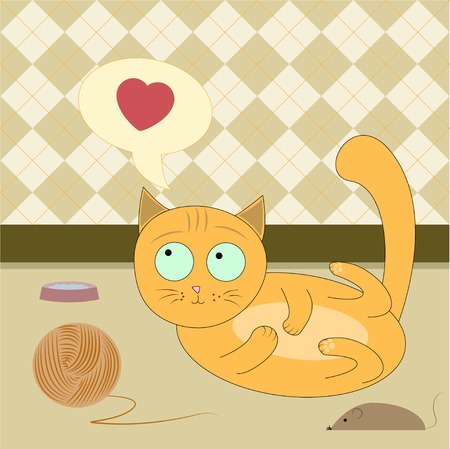 Funny orange cat wants to playのイラスト素材