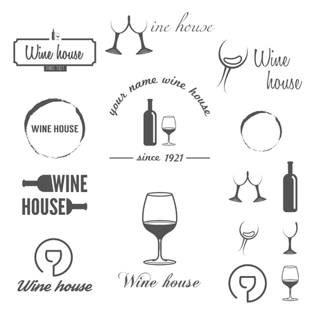 Collection of badges, labels,  and  elements for wine, winery or wine houseのイラスト素材