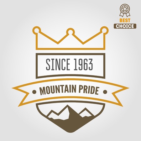 Vintage logo or logotype elements with mountainsのイラスト素材
