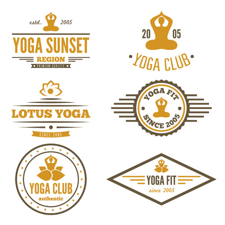Set of vintage logo or logotype elements for yoga clubのイラスト素材