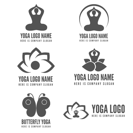 Logo or logotype elements with pose for web, business, yoga, fitness or other projectsのイラスト素材