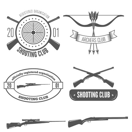 Shooting club label collection of elements and emblem or logo designのイラスト素材