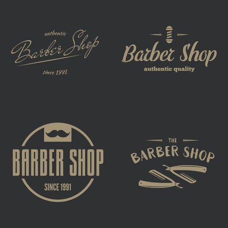 Set of retro barber shop logo, labels, badges and design elementのイラスト素材