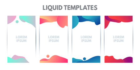 Set of abstract modern graphic elements. Gradient abstract banners with flowing liquid shapes.のイラスト素材