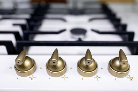 Modern kitchen gas stove close up. Gas stove