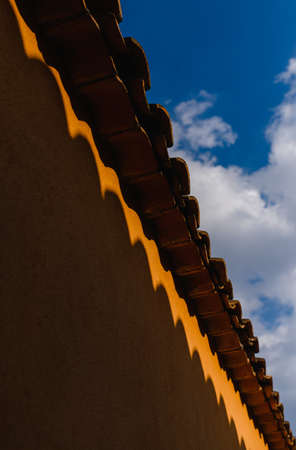 red tiles roof for background. Roof tiles closeupの写真素材