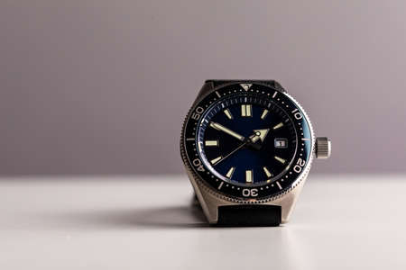 Luxury diver watch, blue dial, ceramic bezelの写真素材