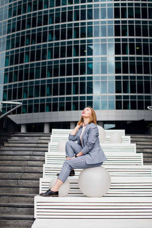 young happy business woman laughing. beautiful smileの写真素材