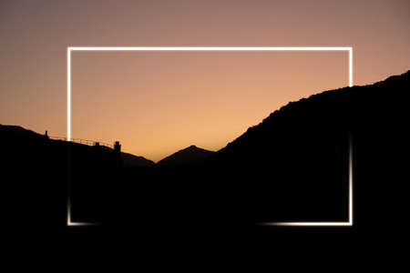 Nature background rocks, abstract white frame in the mountains with copy space. mock upの写真素材