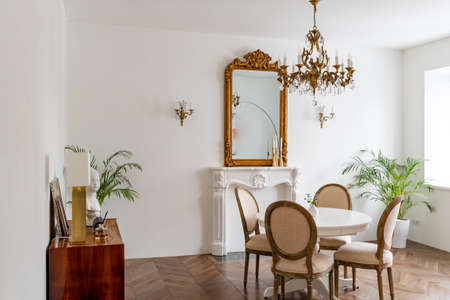 Modern classic interior. Stylish interior design. living room with table
