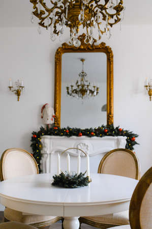 Feast of Christmas. Beautifully decorated house with a Christmas tree. の写真素材
