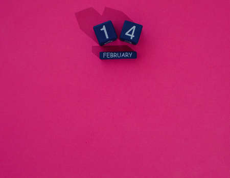 Valentines day background. Valentines Day card and calendar on the wooden deskの写真素材
