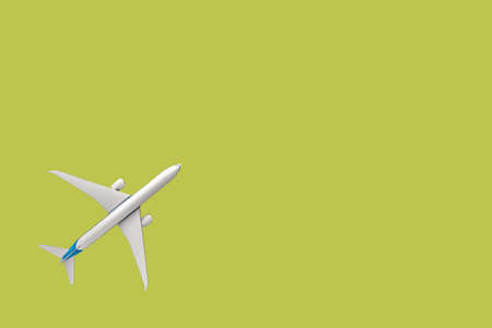 Model plane,airplane on pastel color background.Flat lay design.