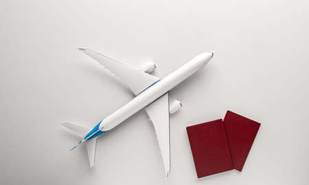airplane and passports. travel concept. の写真素材