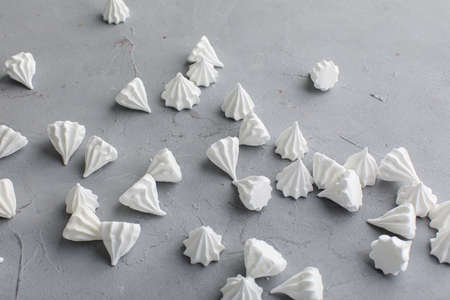 Meringue. sweet meringues. Close up photo of meringues. Dessert Background. Flat layの写真素材