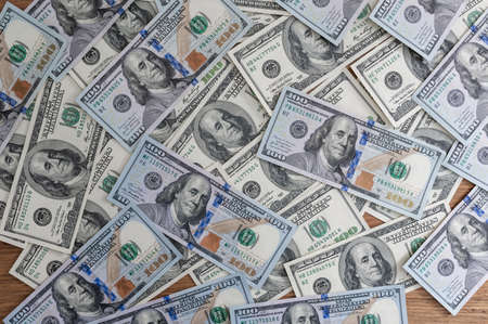 One Hundred Dollar Banknotes background. Dollars Closeup Conceptの写真素材