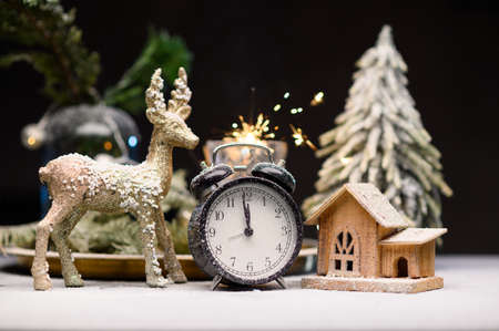 Happy New Year. Christmas and New Year holidays background, winter seasonの写真素材