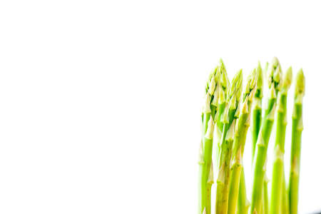 Asparagus sprouts on the white backgroundの写真素材