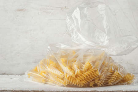 Pasta on the cellophane package horizontalの写真素材