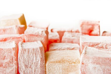 Turkish delight on the white background horizontalの写真素材