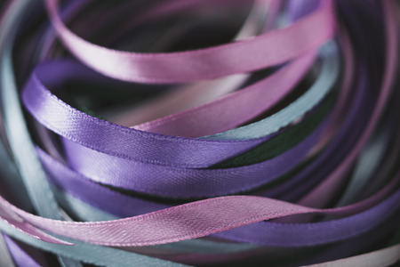 Blue and purple ribbons backgroundの写真素材