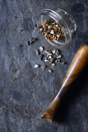 Spices mix on the stone background verticalの写真素材