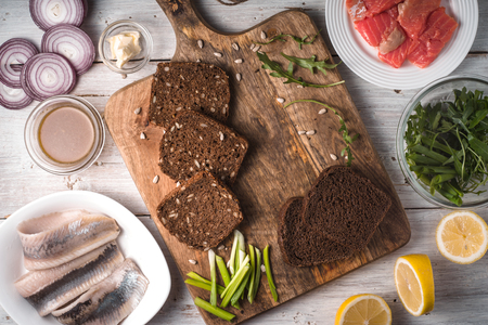 Ingredients for sandwiches copy spacy horizontalの写真素材