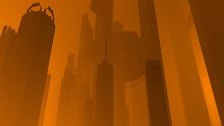 Abstract futuristic image of skyscrapers of the city of the futureの写真素材