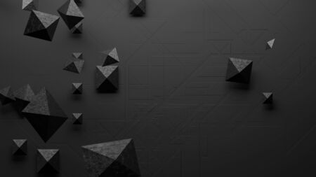Abstract image of randomly arranged pyramids sci-fiの写真素材