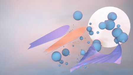 Abstract still life surfing and sun and ramp side view 3D imageの写真素材