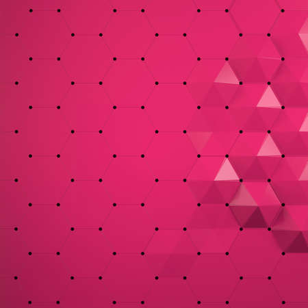 Abstract image of pyramids on a pink background 3D image squareの写真素材
