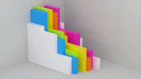 Abstract image of multicolored steps 3D image horizontalの写真素材