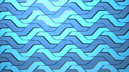 Abstract image of weaving from blue chains 3D image horizontalの写真素材