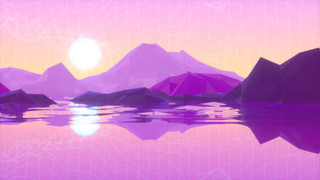 Abstract image of a mountain landscape 3D imageの写真素材
