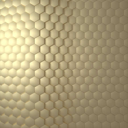 Abstract image of a background made of gold hexagons 3D image