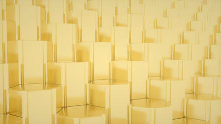 Abstract image of vertical gold coasters 3D imageの写真素材