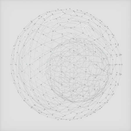Abstract image of two spheres of gray web 3D imageの写真素材