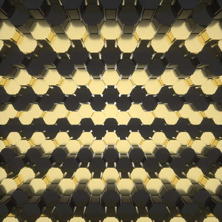Abstract image of a hexagon background with a tightening effect close up 3D imageの写真素材