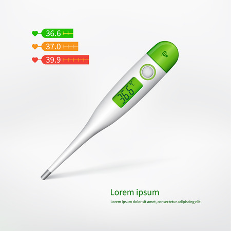 digital thermometer, electronic thermometer on a white backgroundのイラスト素材