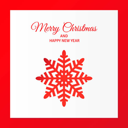 merry christmas red snowflake, postcard illustrationのイラスト素材