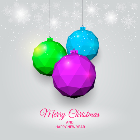 Christmas background with colored balls and snowflakesのイラスト素材