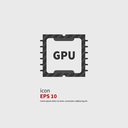 Vector Icon GPU microchip. black silhouetteのイラスト素材
