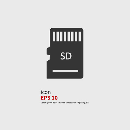 Vector Icon SD card. black silhouetteのイラスト素材