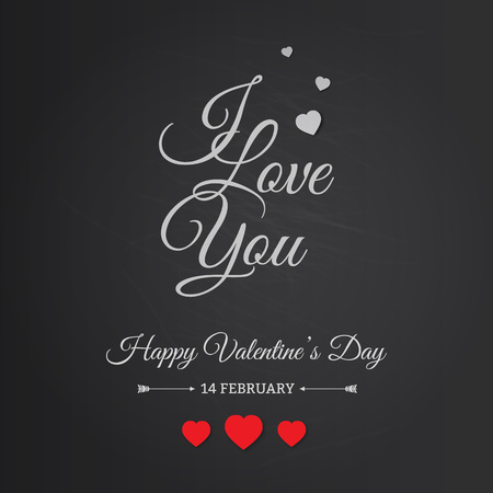 Typography Postcard Happy Valentine\'s Day on a chalkboardのイラスト素材