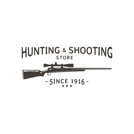 Vector vintage logo hunting and shooting store. Rifle silhouette.のイラスト素材