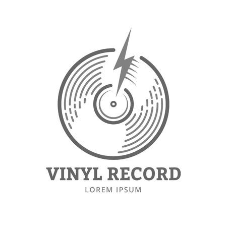 Vinyl record logo template. Vector music icon or emblem.のイラスト素材