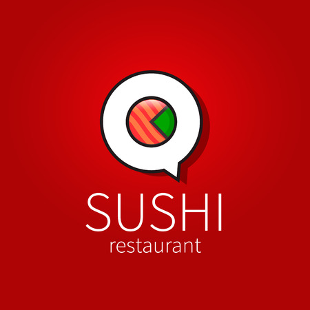 Creative logo for a sushi restaurant on a red backgroundのイラスト素材