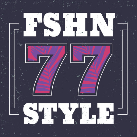 Fashion style, 77 typography, t-shirt graphics, vectorのイラスト素材