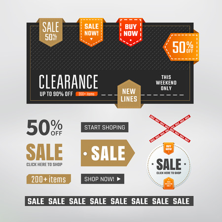 Set design elements for Sale. Labels, text. Vector illustrationのイラスト素材